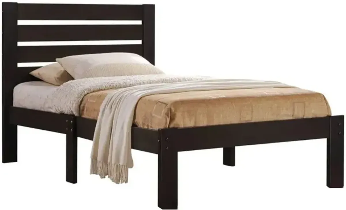 Solid Wood Full Tufted Bed With Mattress - Espresso