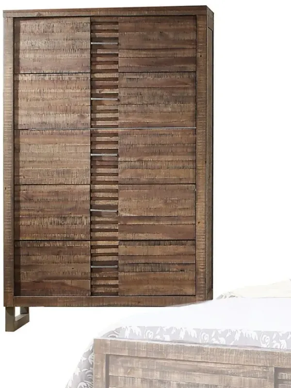 Solid Wood Five Drawer Gentlemans Chest - Brown