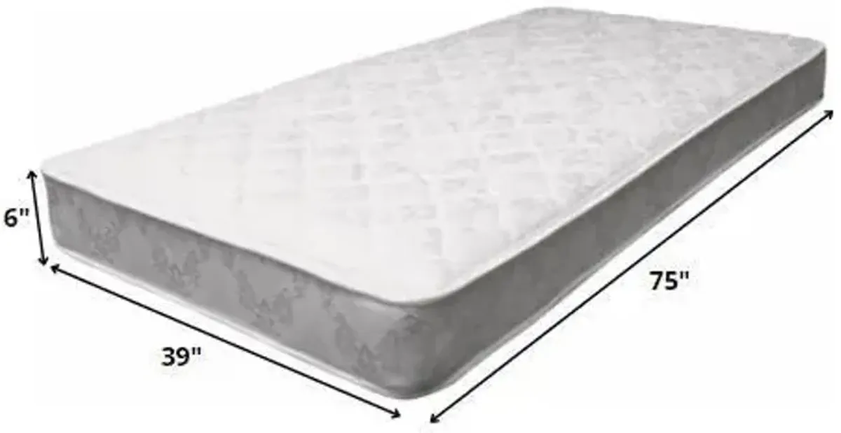 6" Twin Fabric Mattress - White / Gray