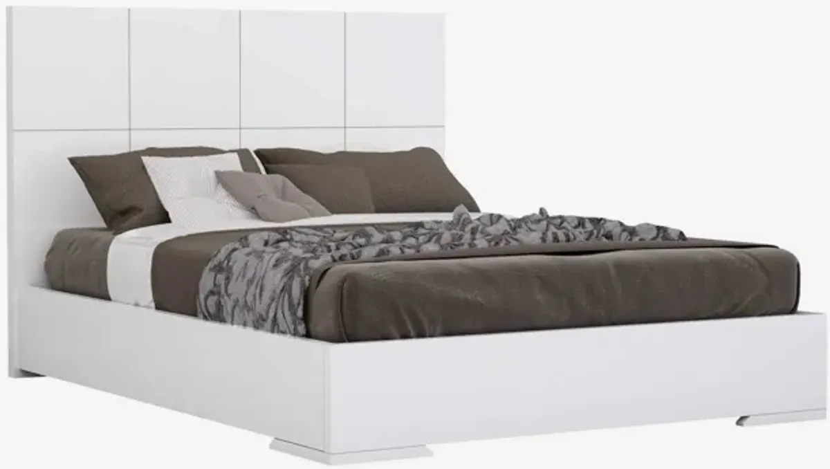 Contemporary Queen Platform Bed - White
