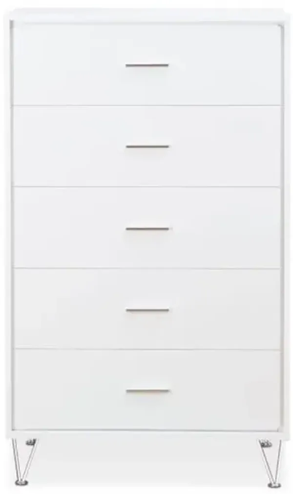 Five Drawer Standard Chest - White