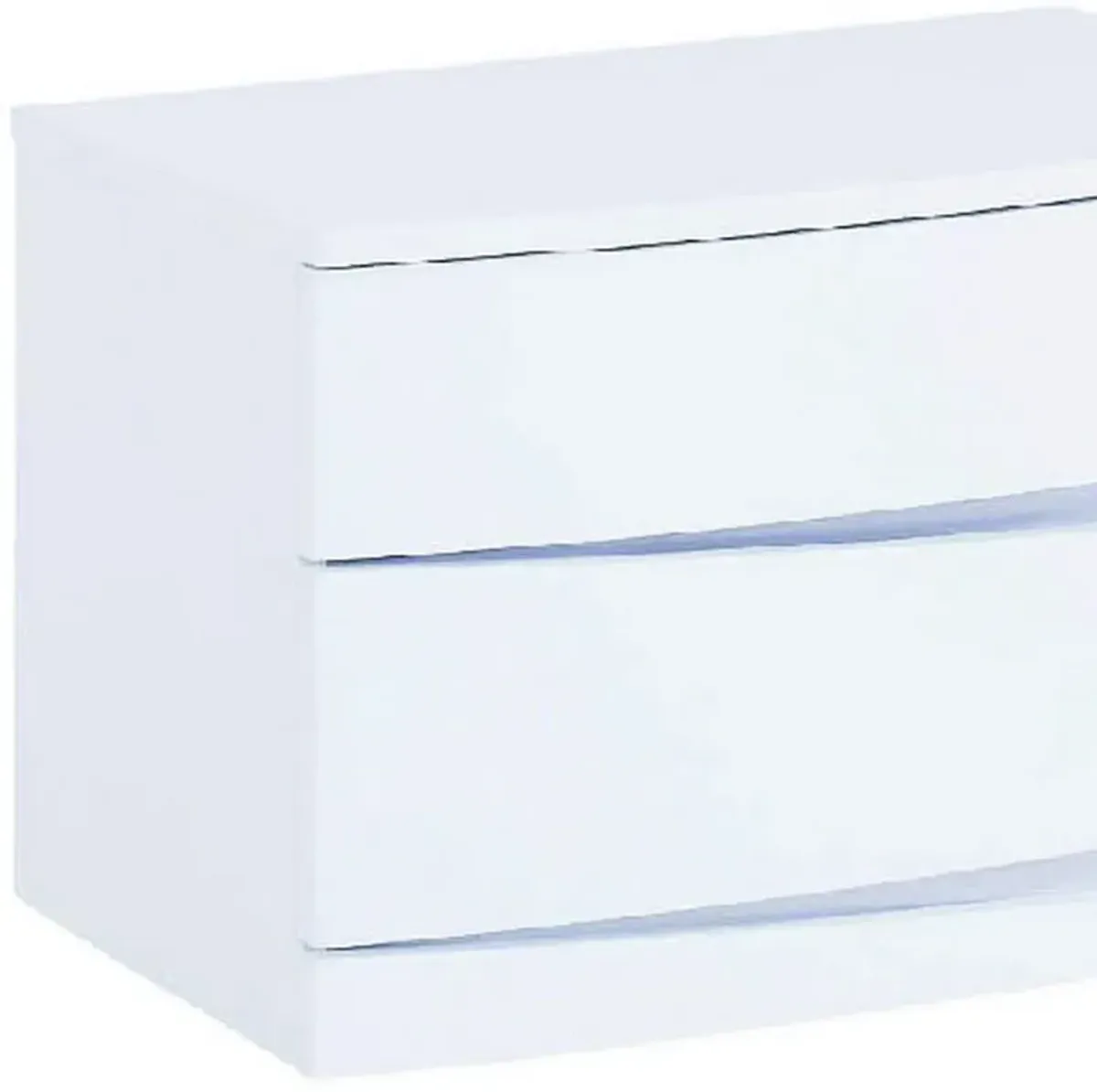 Two Drawers Mirrored Nightstand - White