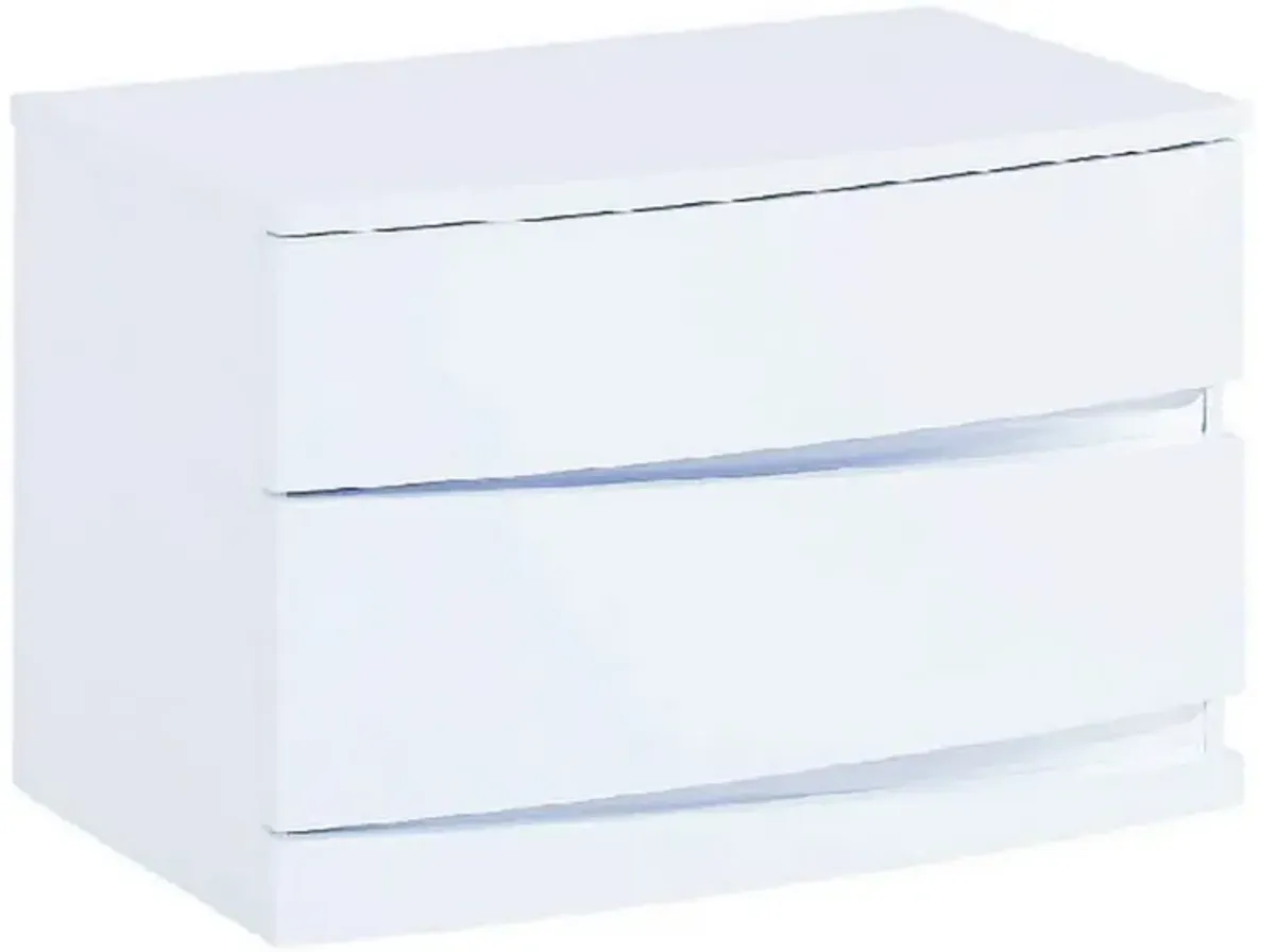 Two Drawers Mirrored Nightstand - White