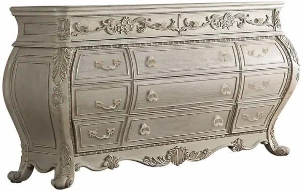 Solid Wood Nine Drawer Double Dresser - Off White
