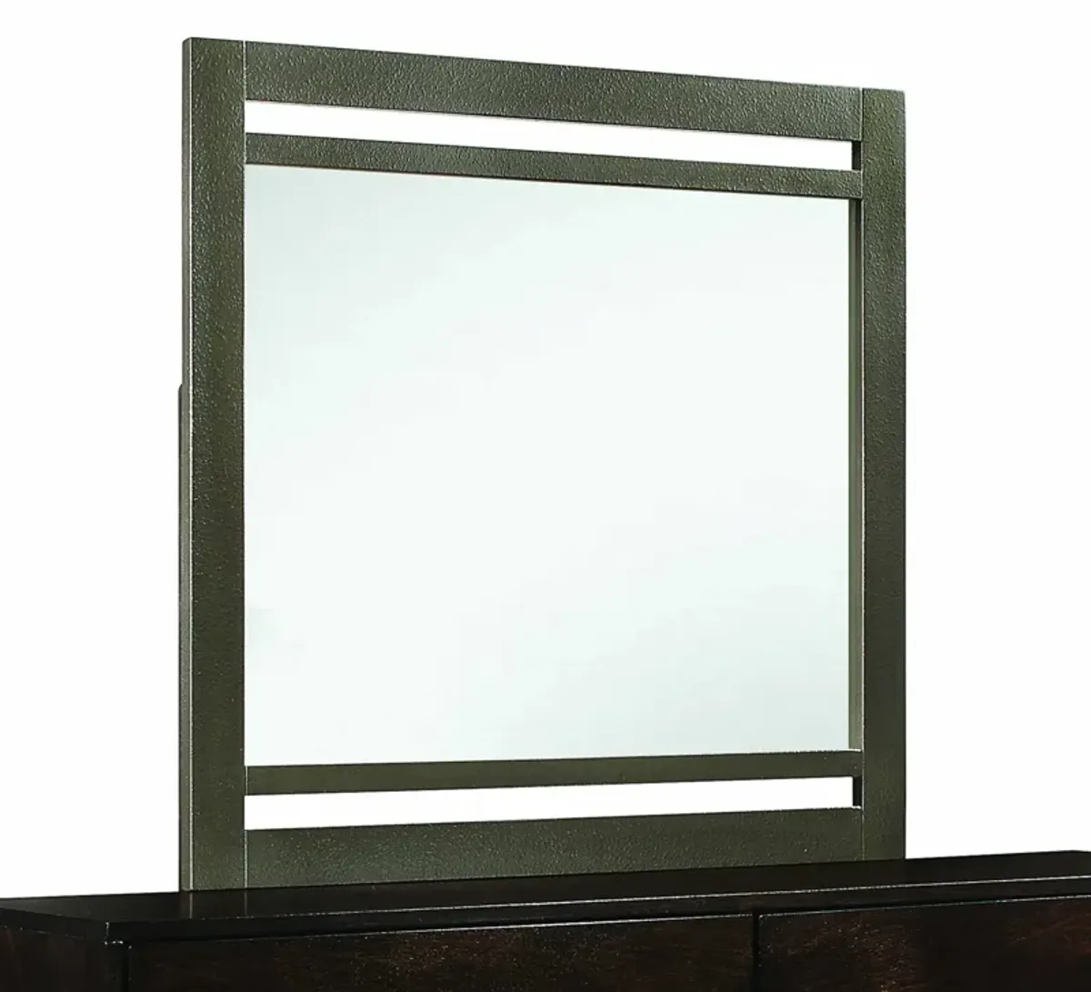 Wooden Transitional Rectangular Mirror - Walnut