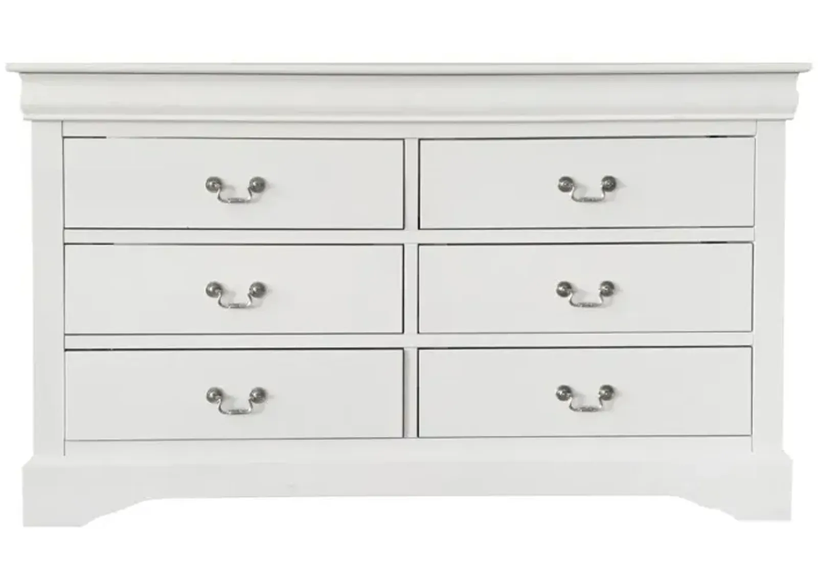 Manufactured Wood Six Drawer Double Dresser - White