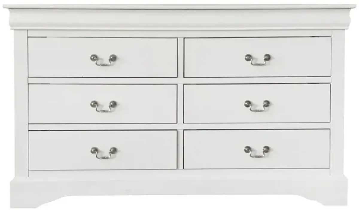 Manufactured Wood Six Drawer Double Dresser - White