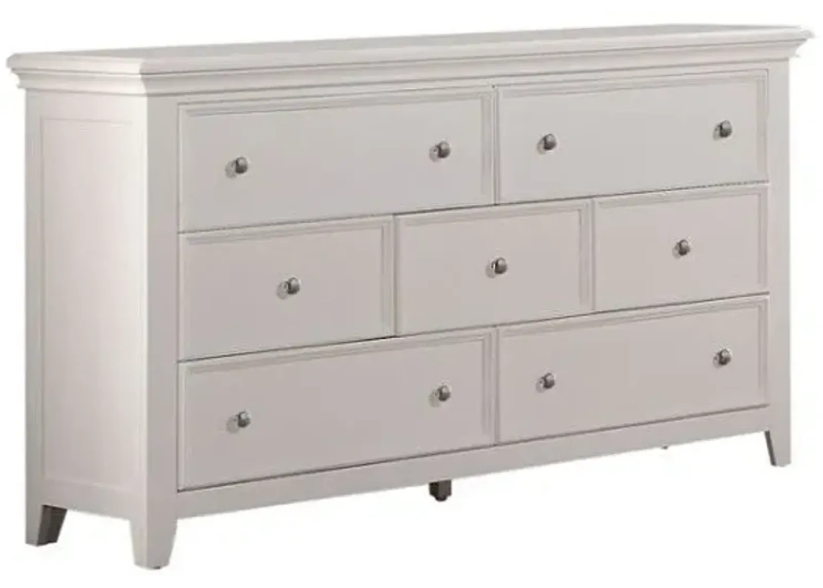 Solid Wood Seven Drawer Triple Dresser - White