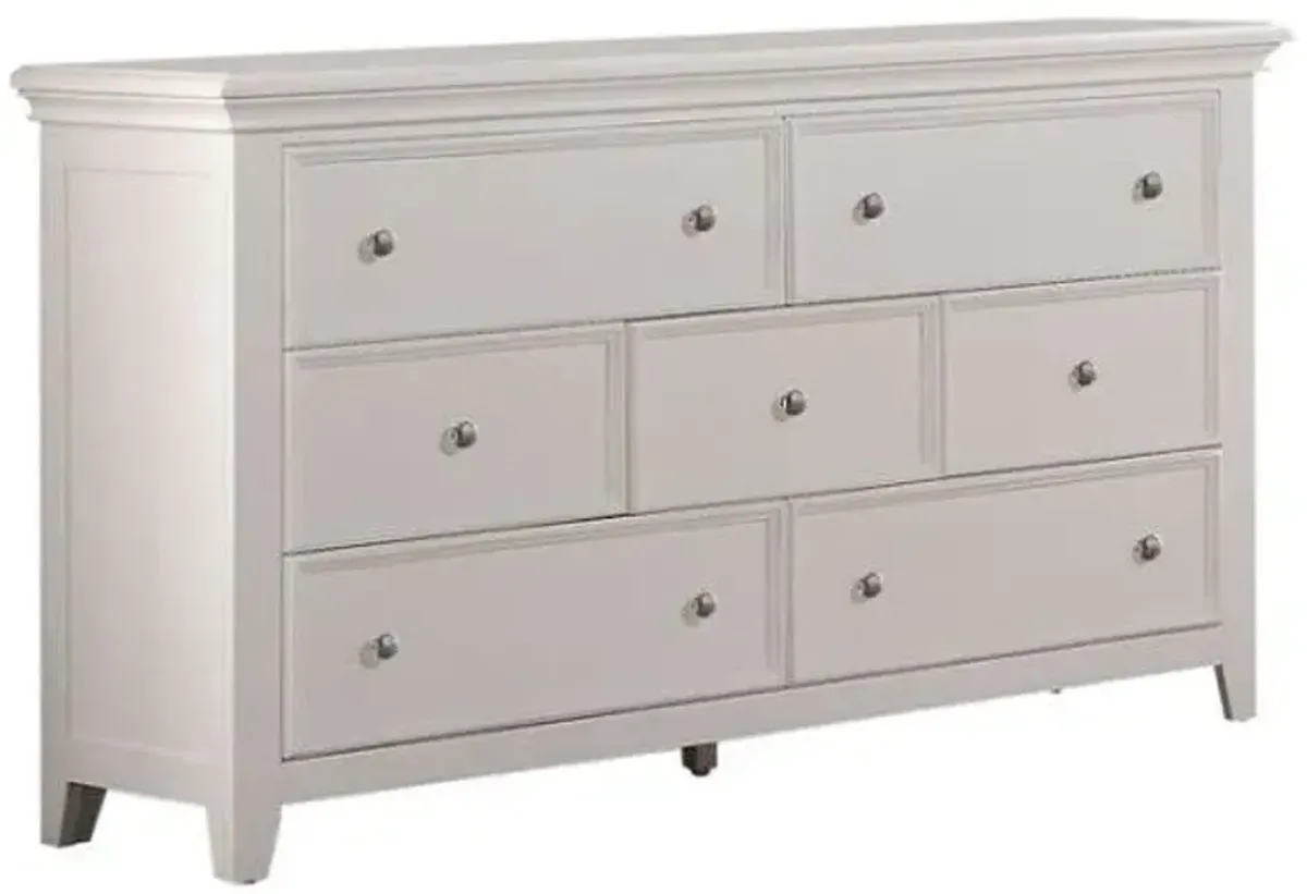 Solid Wood Seven Drawer Triple Dresser - White