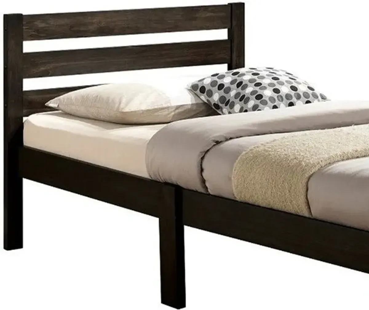 Popular Twin Size Slat Wood Bed - Brown