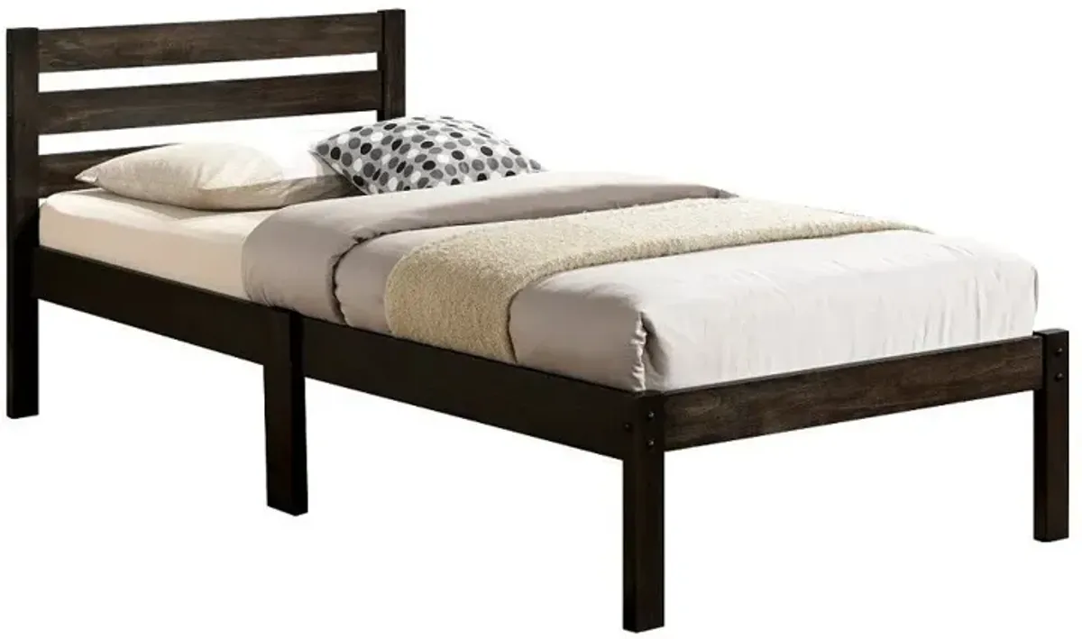 Popular Twin Size Slat Wood Bed - Brown