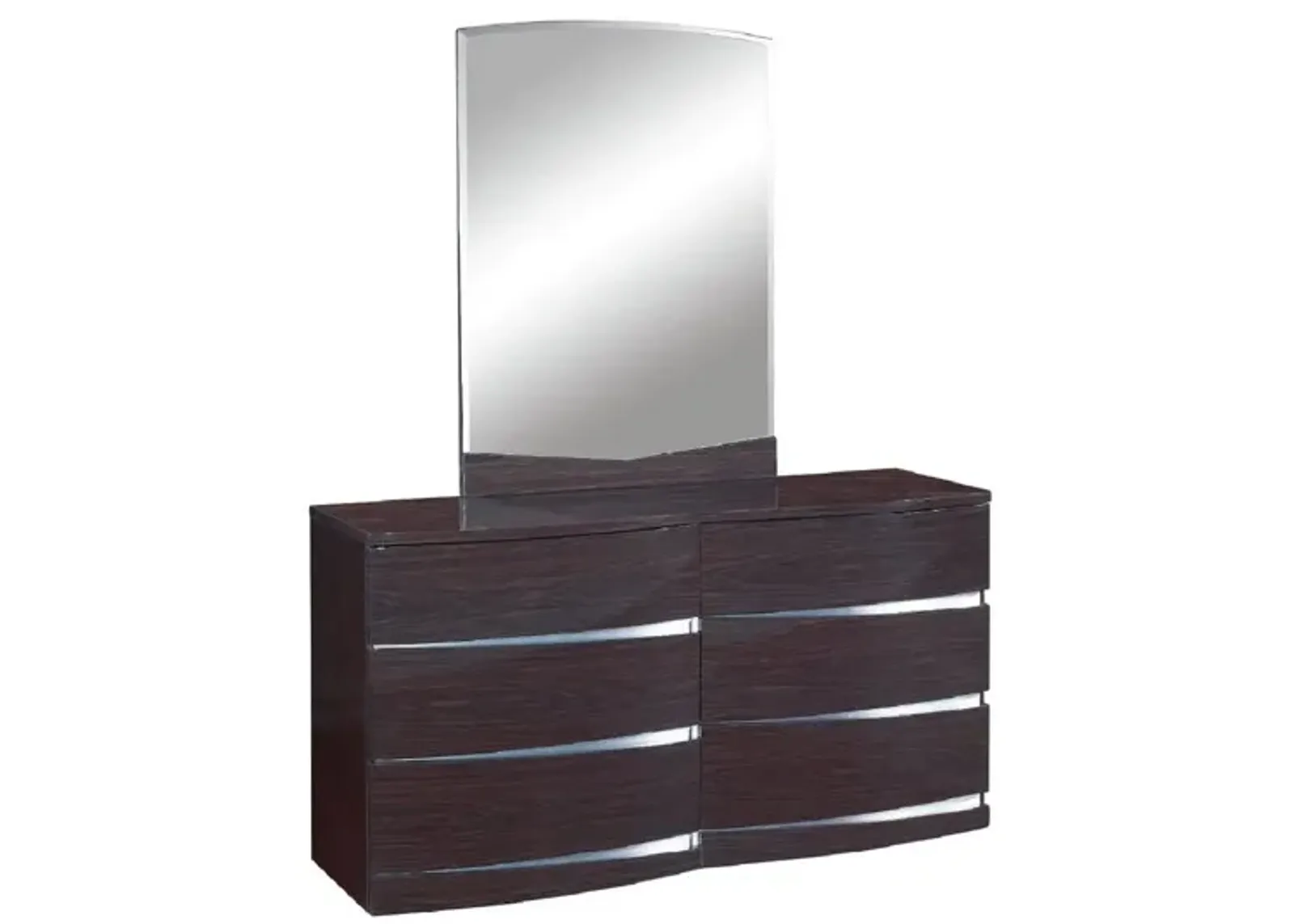 Exquisite Wenge High Gloss Dresser - Brown