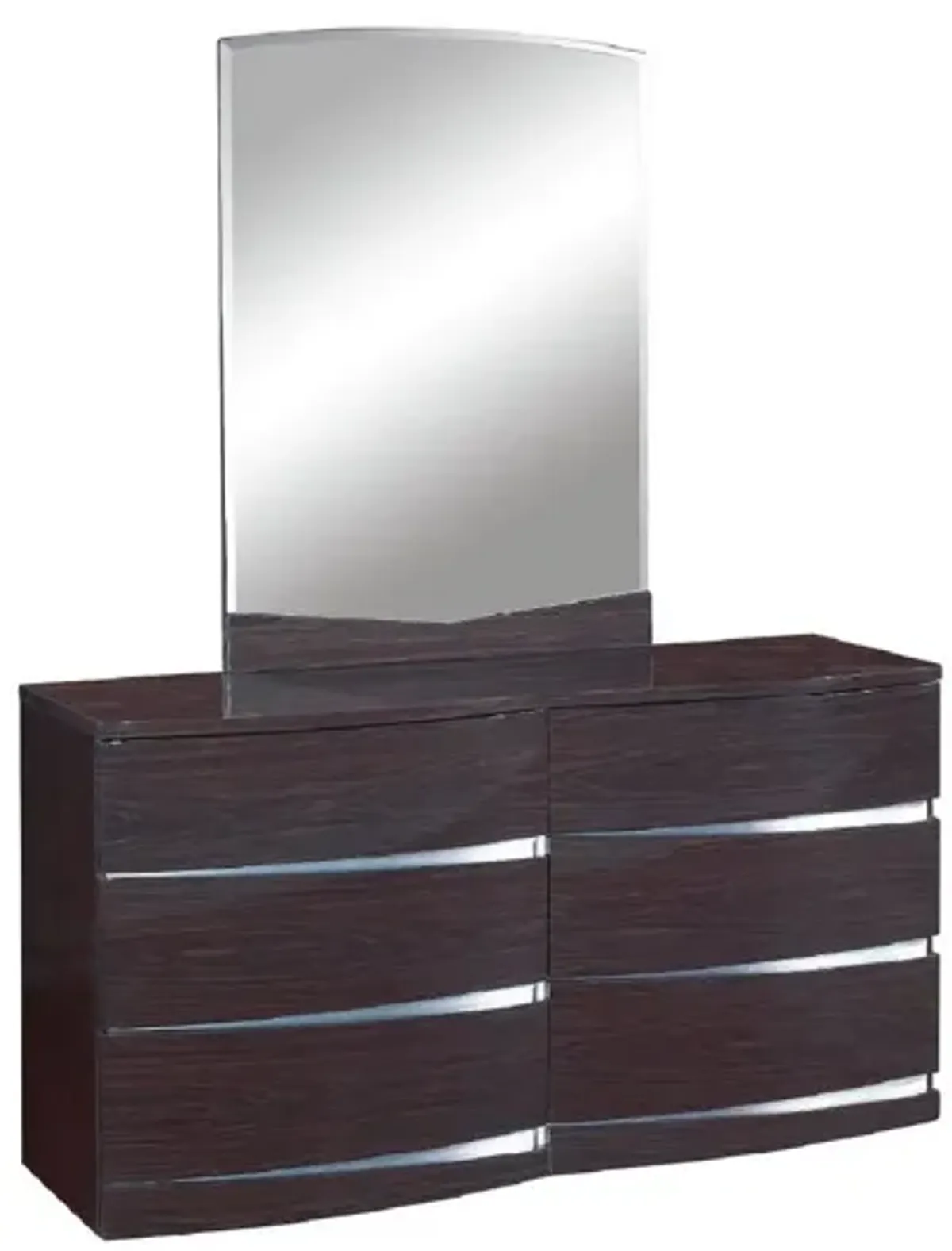 Exquisite Wenge High Gloss Dresser - Brown