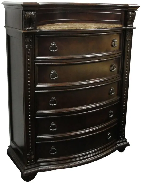 Wood Chest Wmarble Top - Cherry
