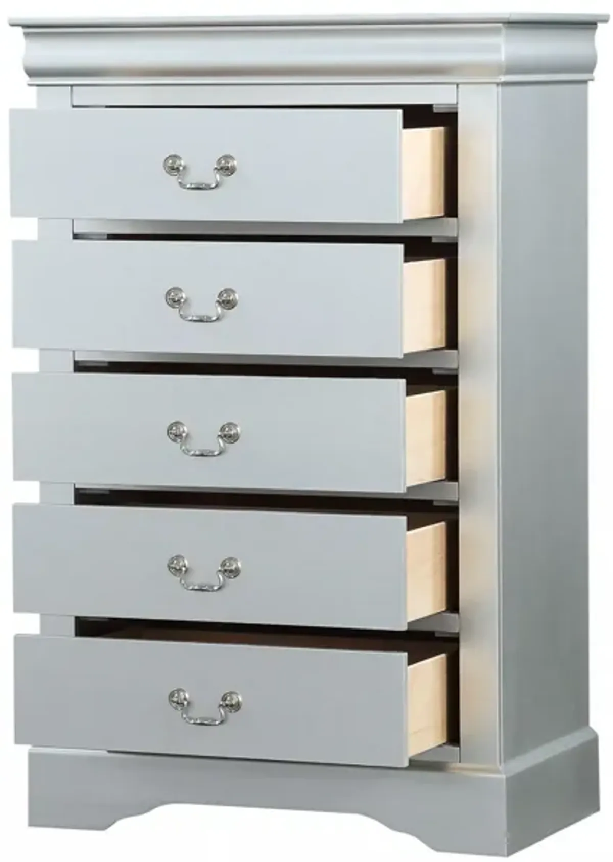 Solid Wood, Five Drawer Lingerie Chest - White