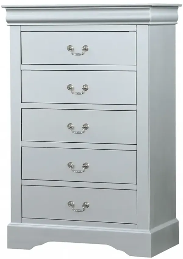 Solid Wood, Five Drawer Lingerie Chest - White