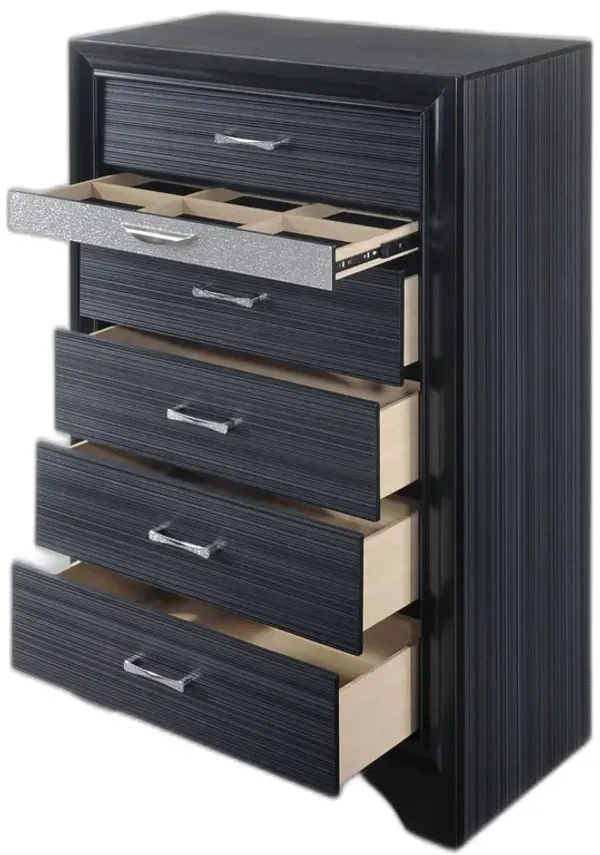Solid Wood Six Drawer Chest - Black