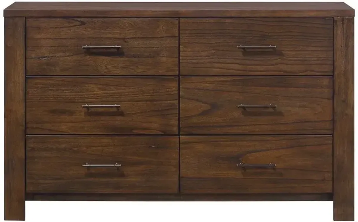 Metal Six Drawer Dresser - Brown