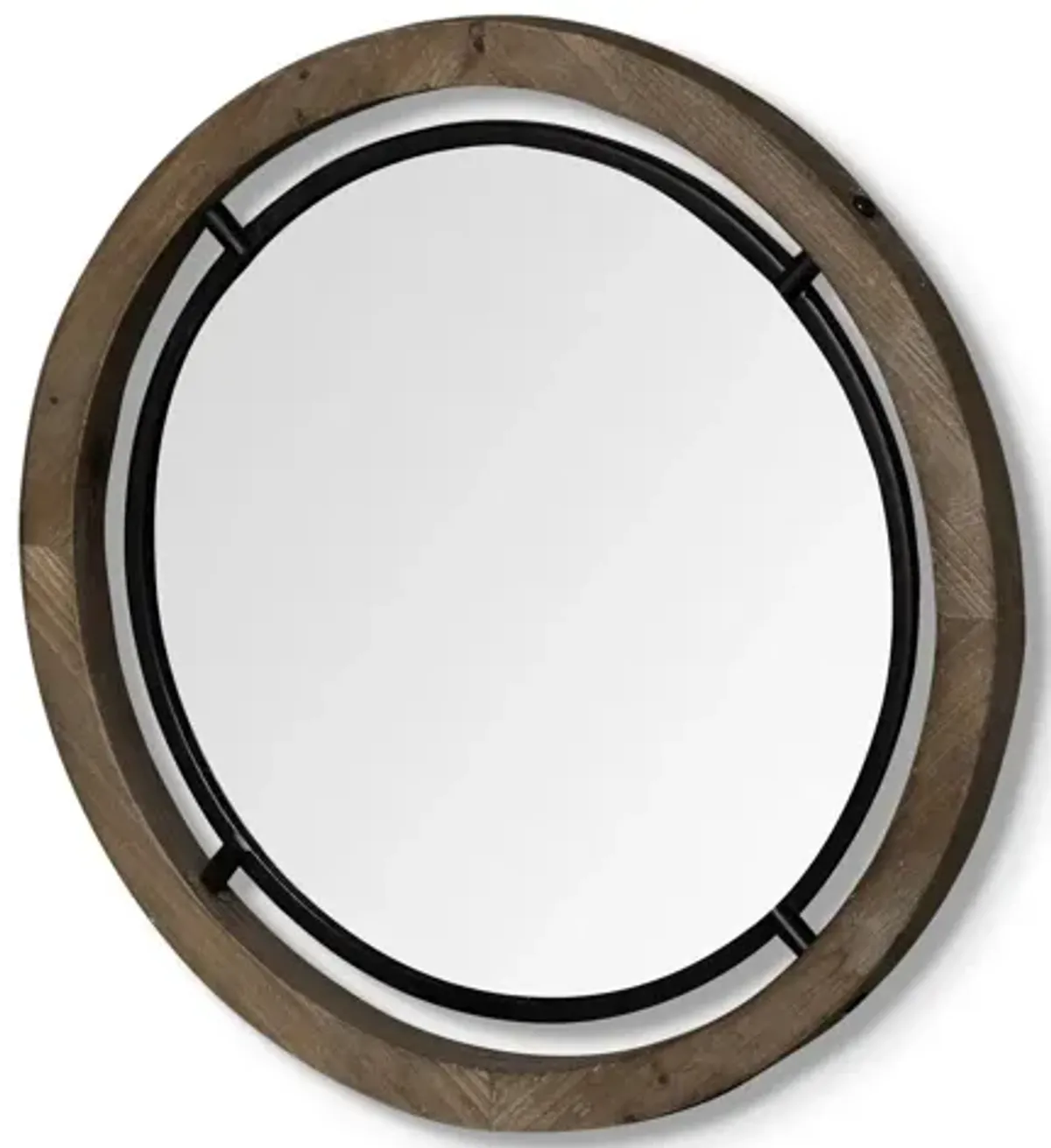 19" Wood And Metal Frame Wall Mirror - Brown