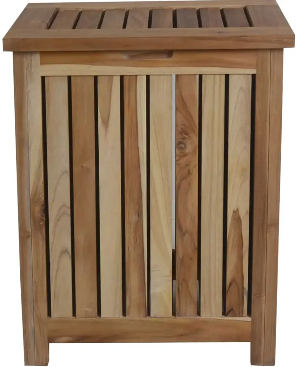 Compact Teak Laundy Storage With Removable Bag - Natural