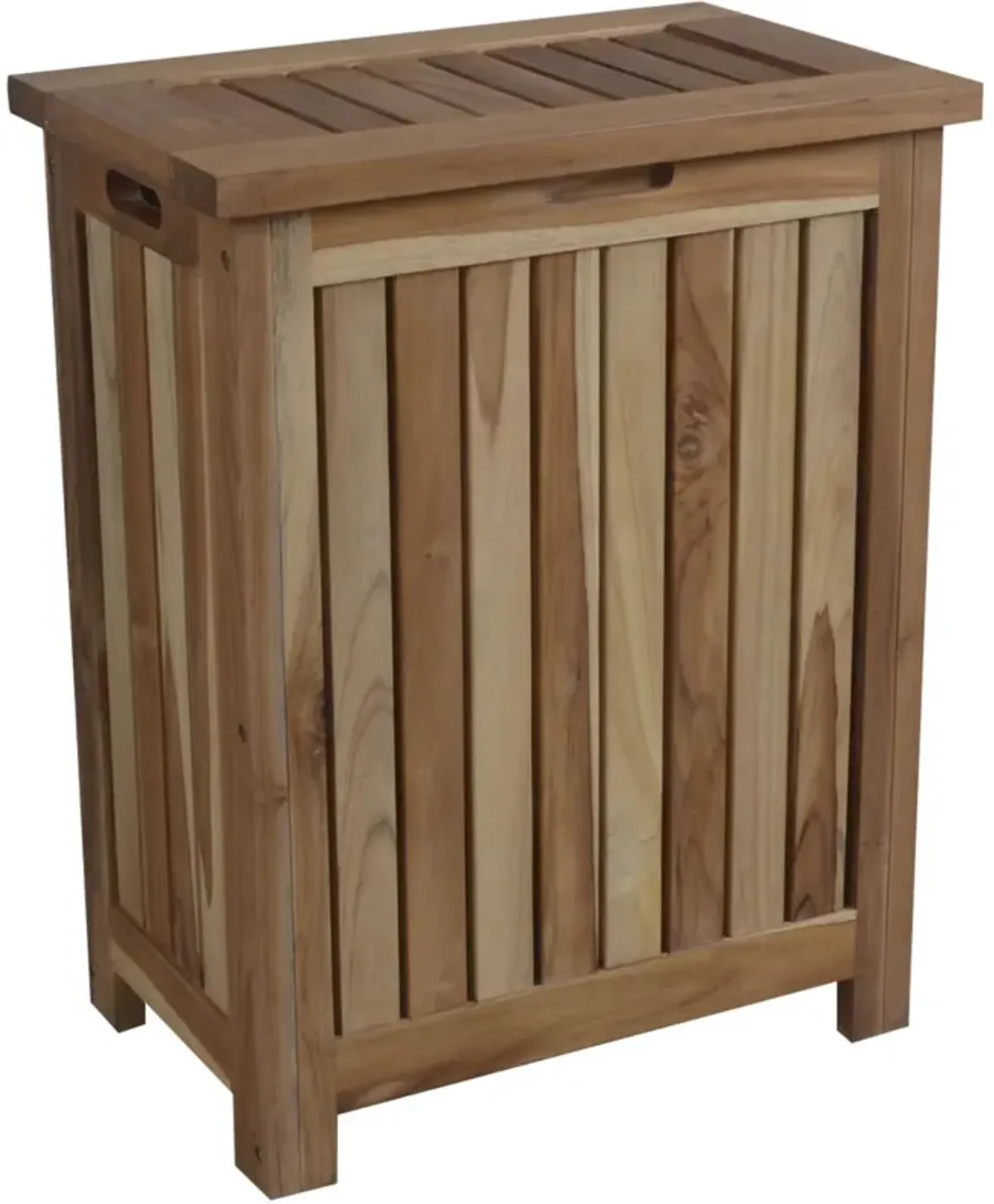 Compact Teak Laundy Storage With Removable Bag - Natural