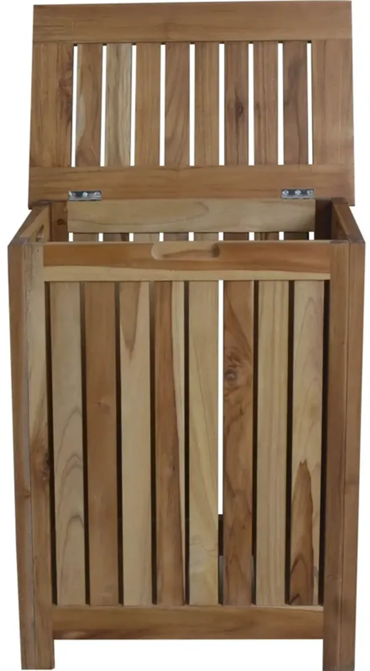 Compact Teak Laundy Storage With Removable Bag - Natural