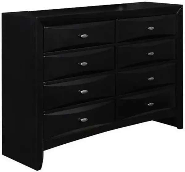 Solid Wood Eight Drawer Double Dresser - Black