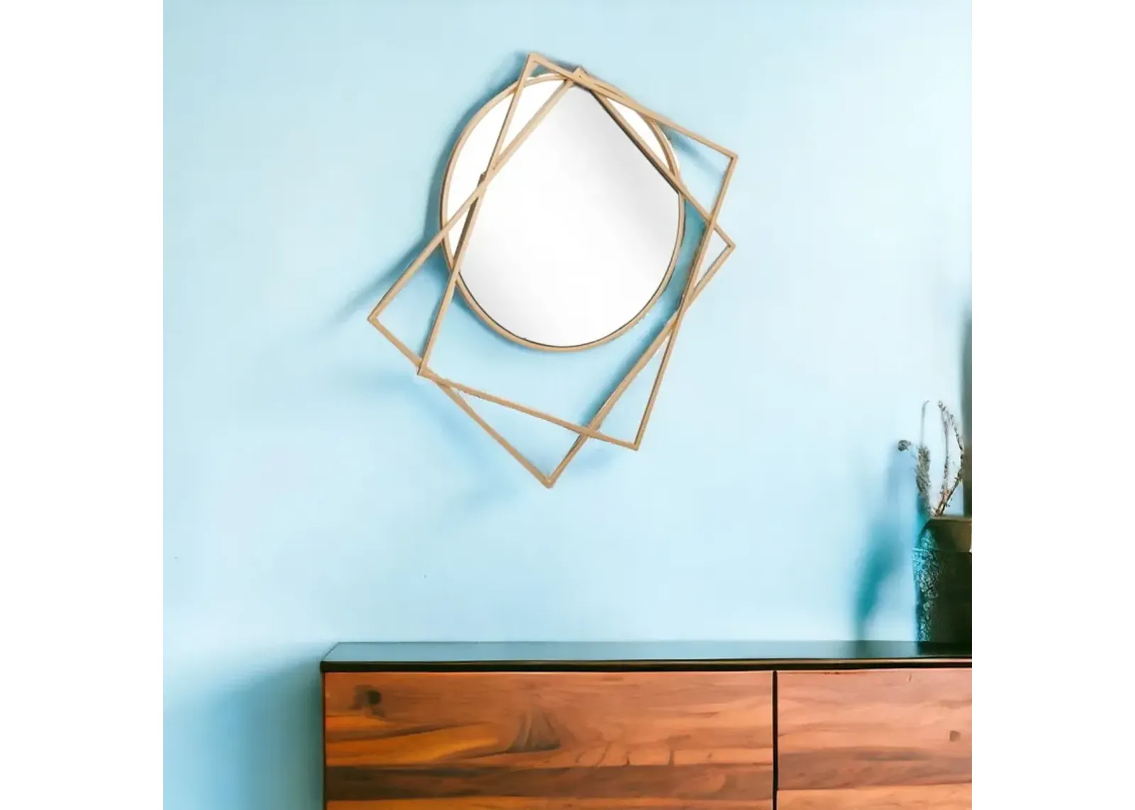 Geometric Overlaps Wall Mirror - Gold