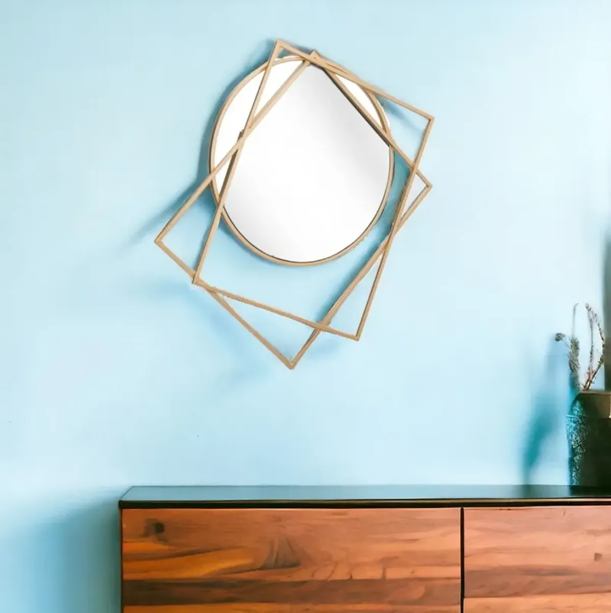 Geometric Overlaps Wall Mirror - Gold