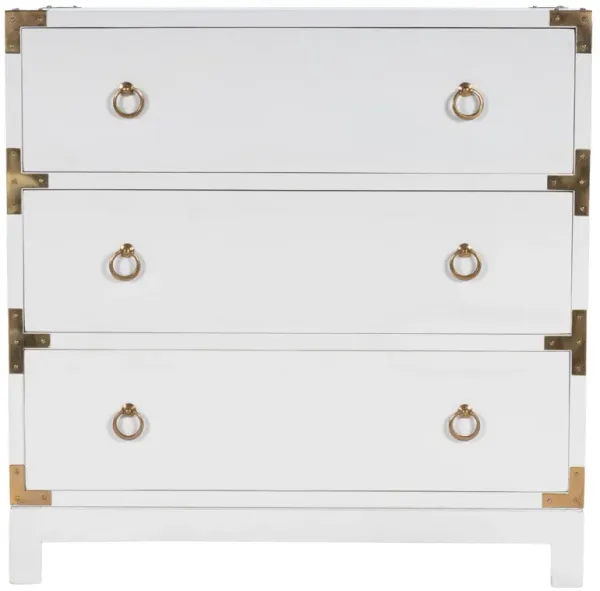 Solid Wood Three Drawer Dresser - White
