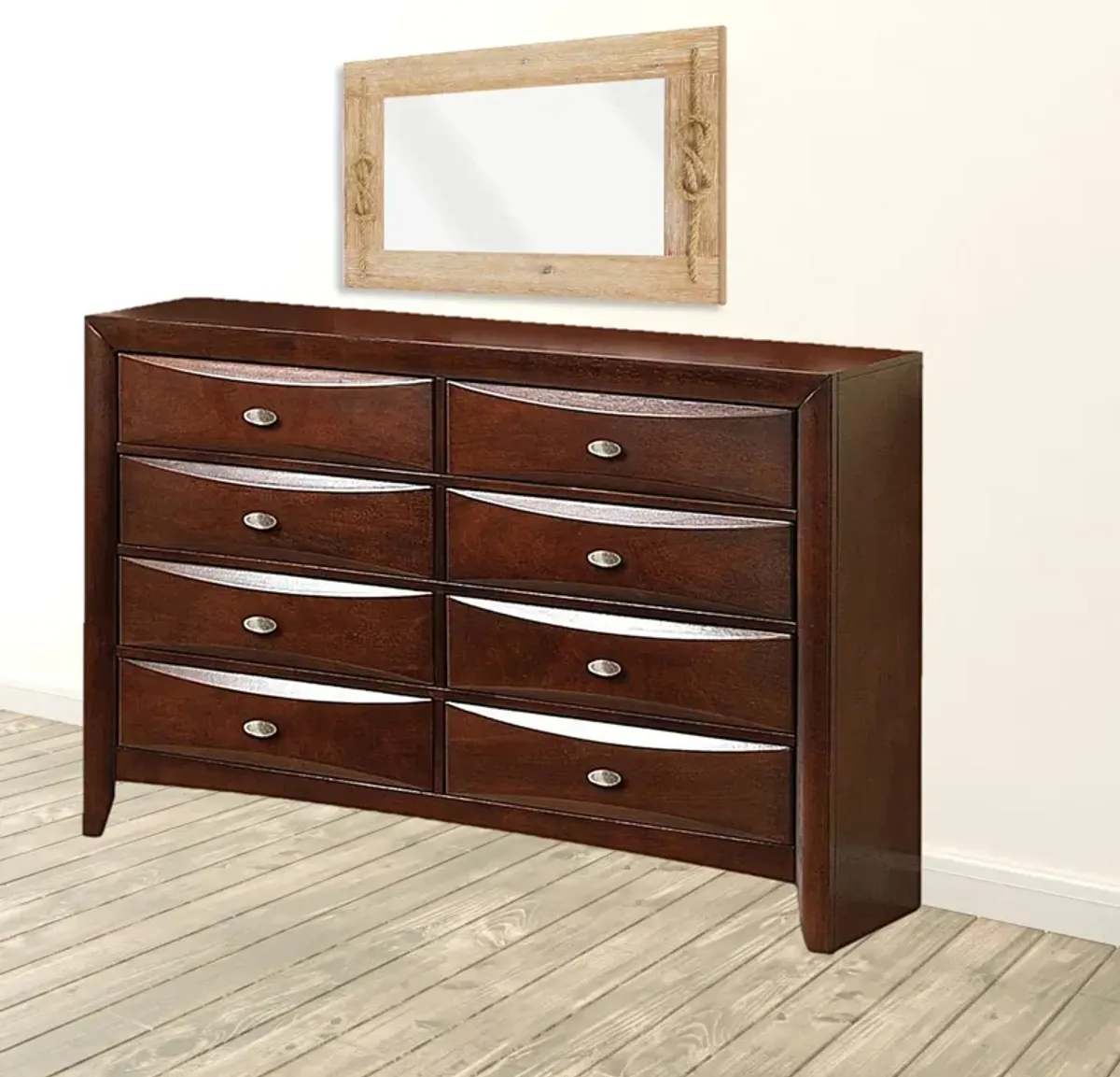 Wood Finish Dresser With 8 Drawers - Espresso