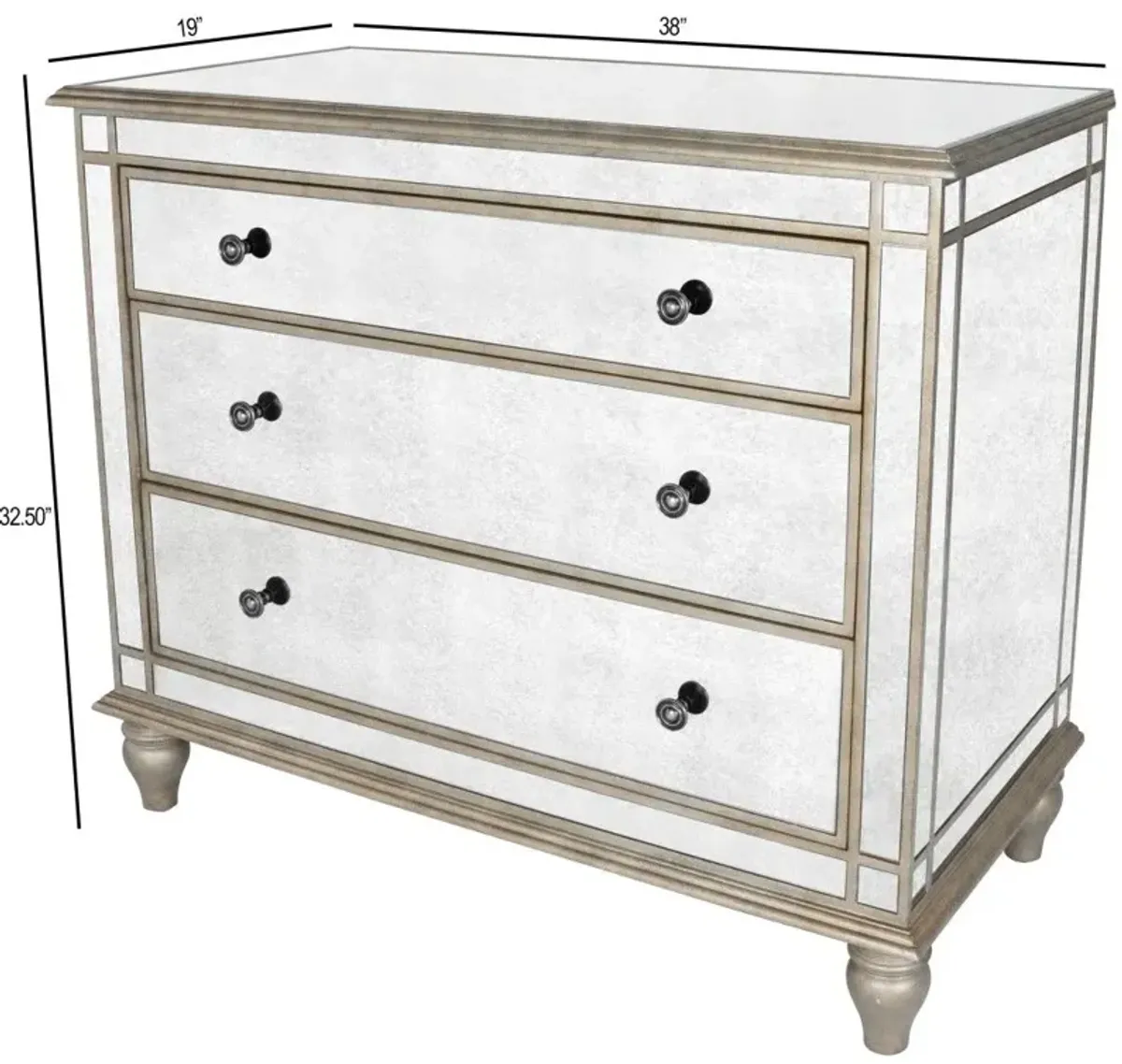 Rectangle Three Drawer Console Storage Chest - Mirrored