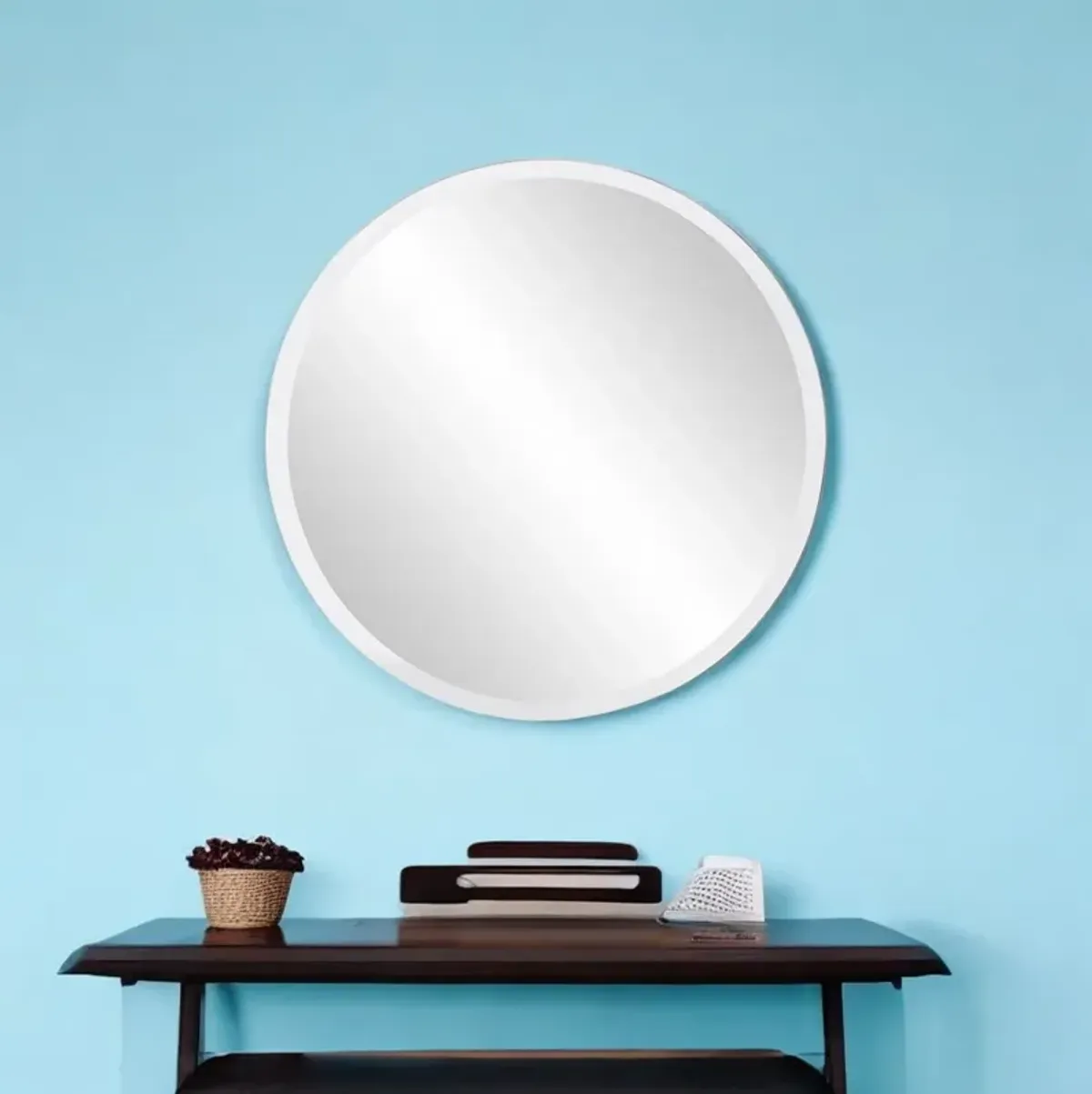 12" Round Beveled Edge Accent Mirror - Clear