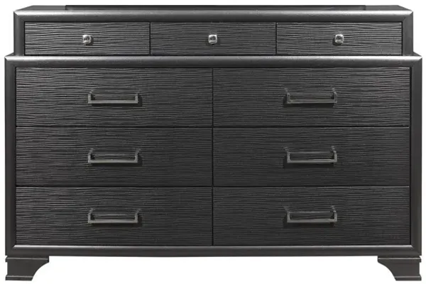 Solid Wood Nine Drawer Double Dresser - Gray