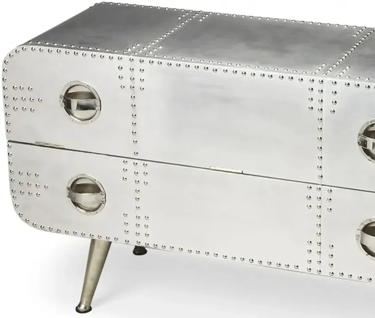 Metal Two Drawer Chest - Silver