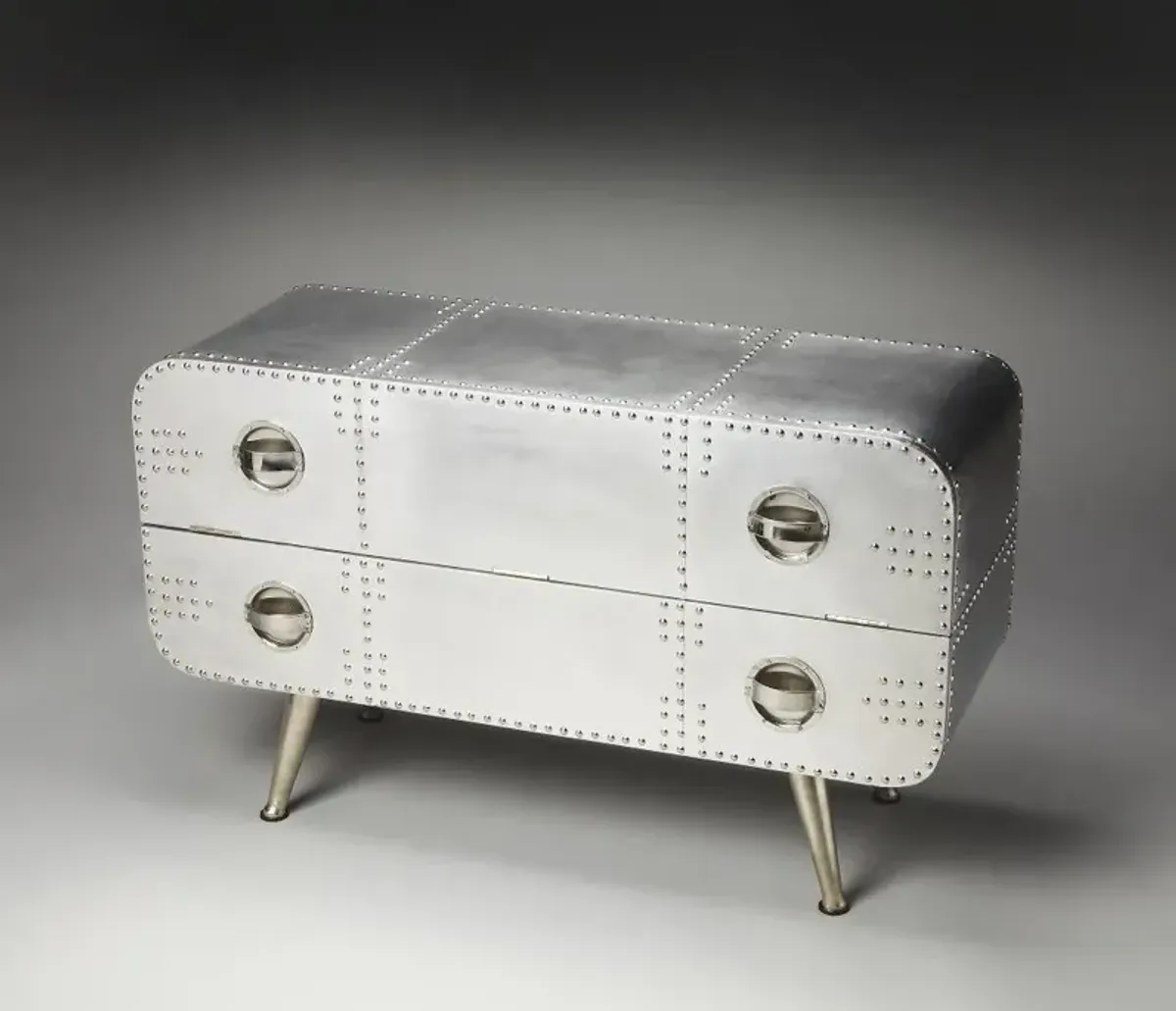 Metal Two Drawer Chest - Silver