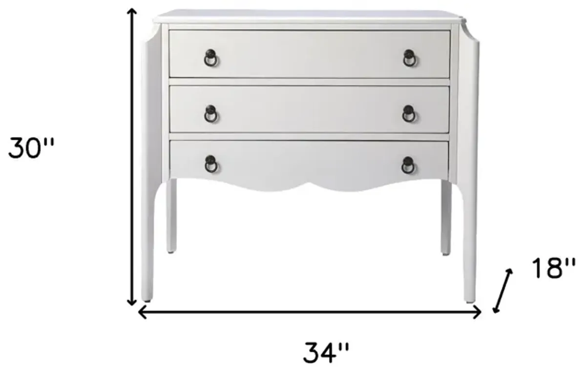 Solid And Manufactured Wood Three Drawer Dresser - White