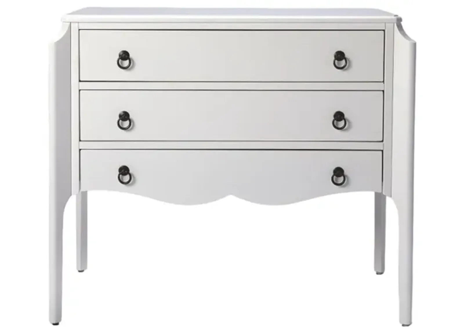 Solid And Manufactured Wood Three Drawer Dresser - White