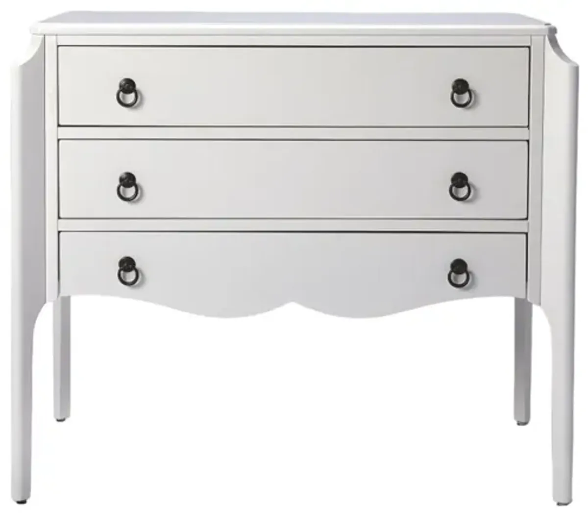 Solid And Manufactured Wood Three Drawer Dresser - White