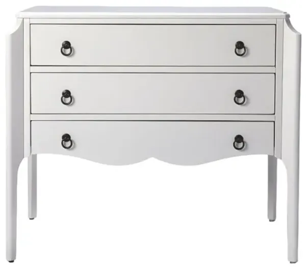 Solid And Manufactured Wood Three Drawer Dresser - White