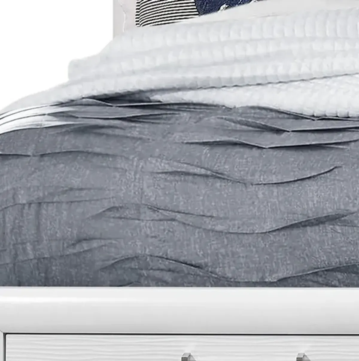 Solid Wood King Eight Drawers Bed - White