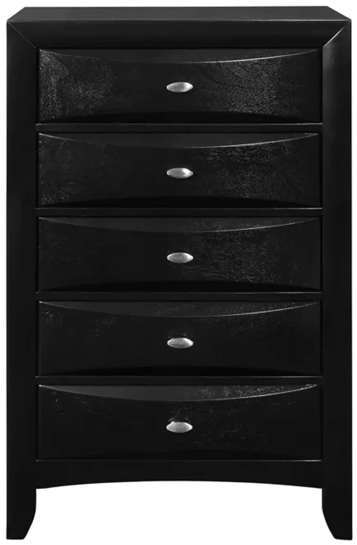 Solid Wood Mirrored Five Drawer Dresser - Black