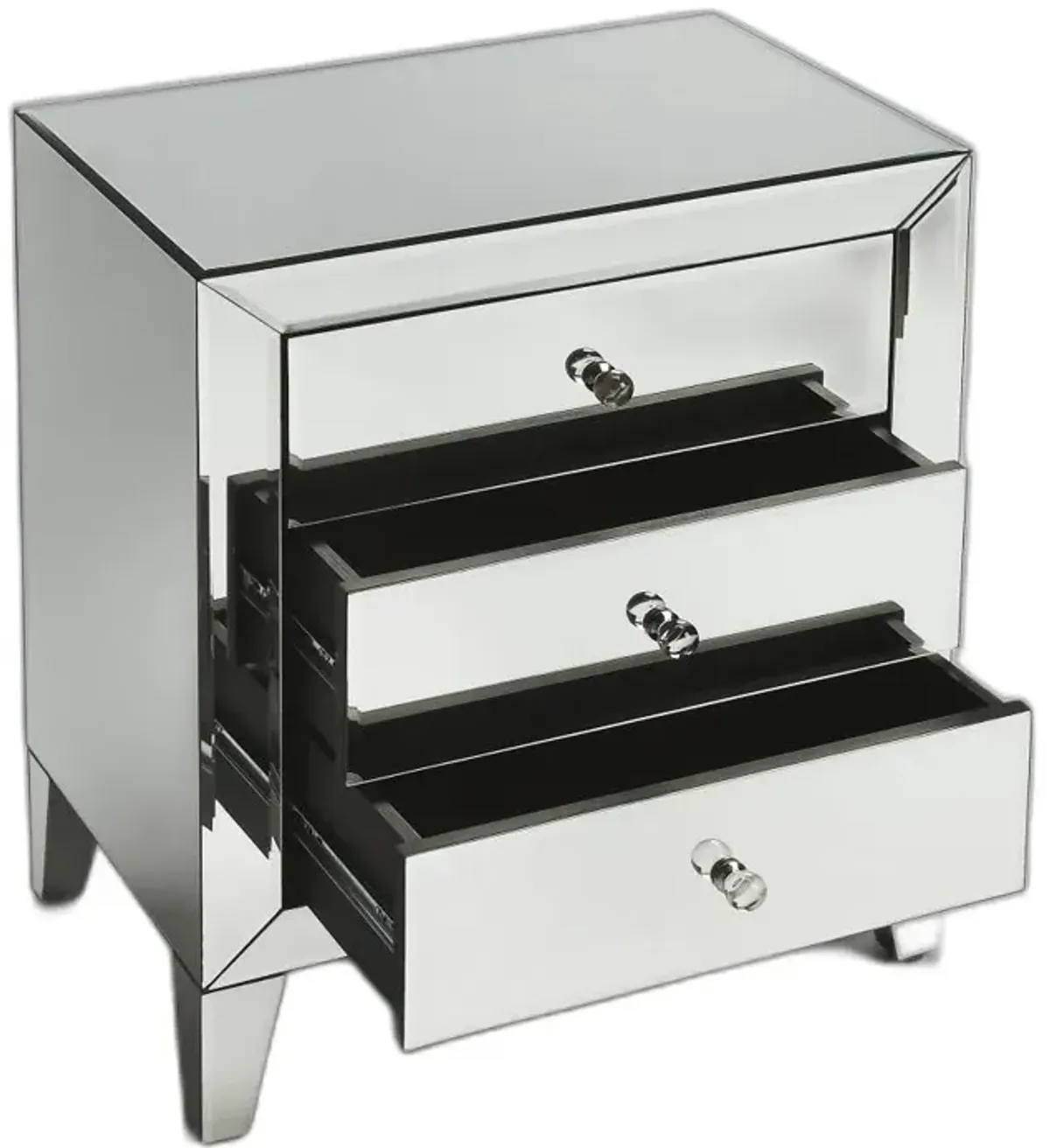 29" Glass Three Drawer Chest - Clear