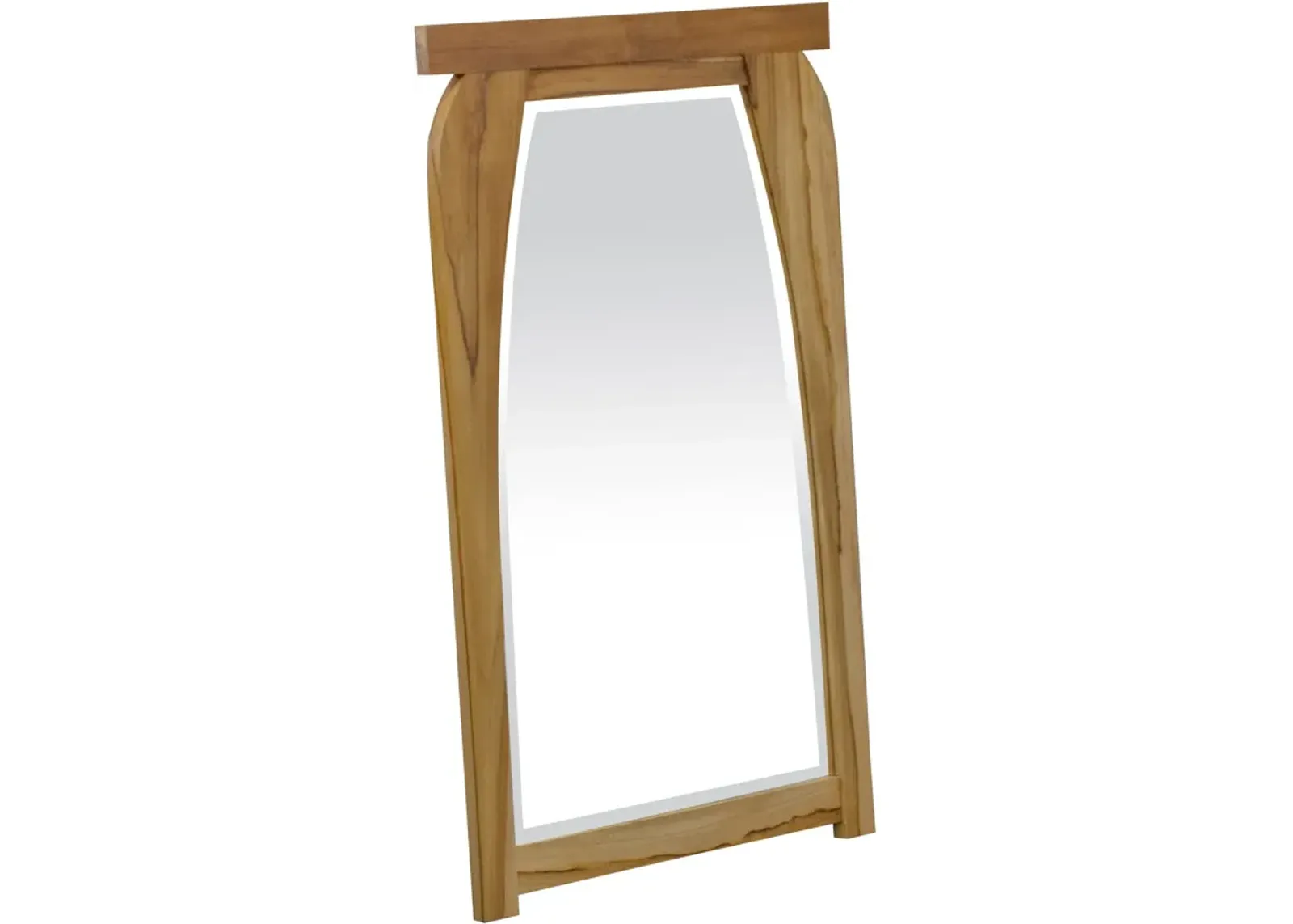 Modern Shape Teak Wall Mirror - Natural