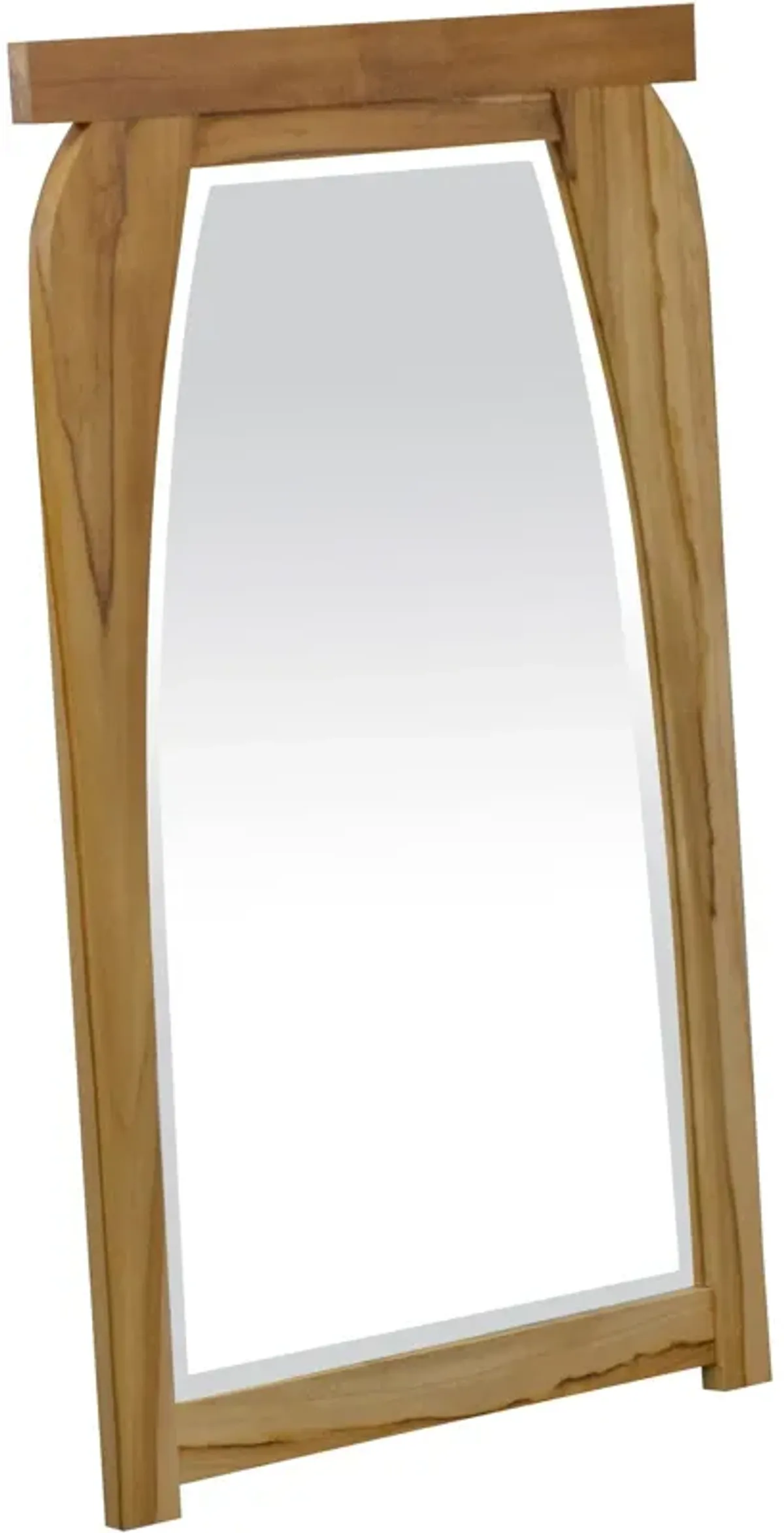 Modern Shape Teak Wall Mirror - Natural