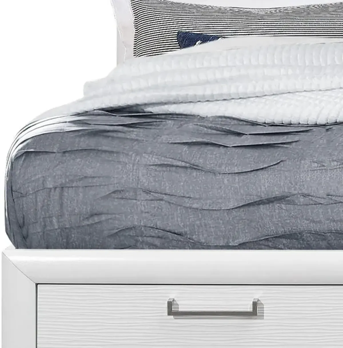 Solid Wood Eight Drawers Bed - White