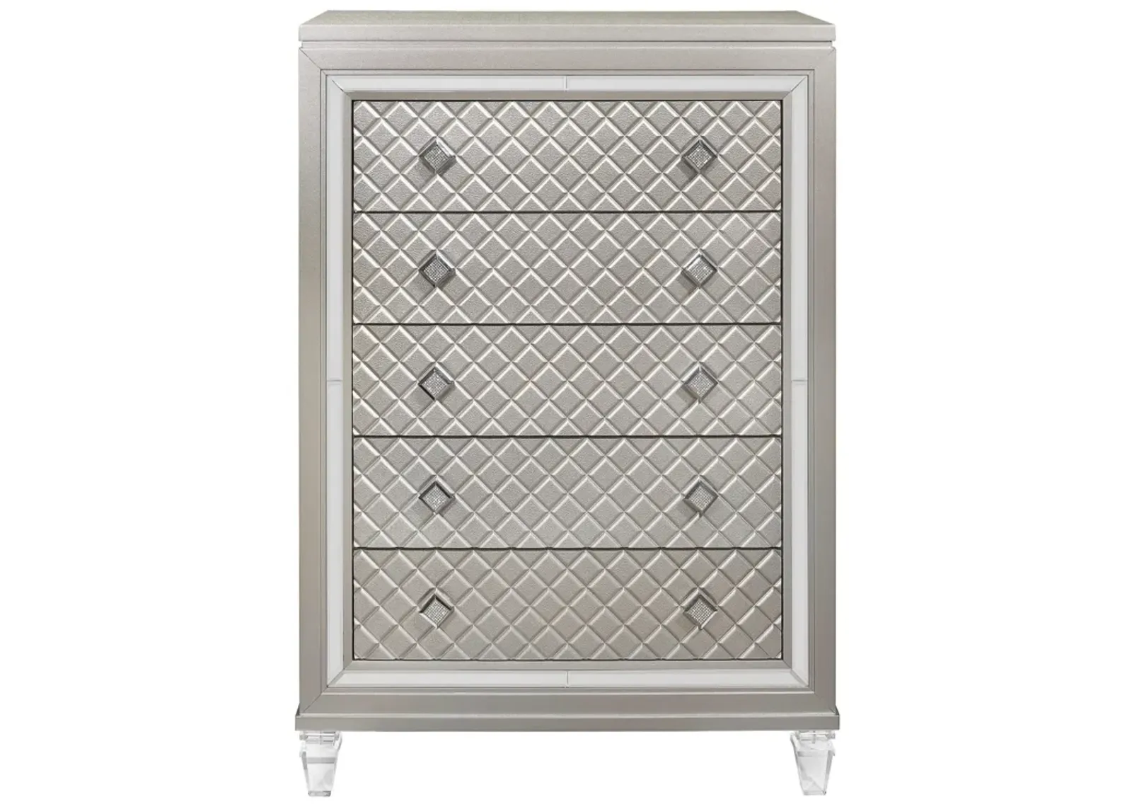 Chest With Tapered Acrylic Legs And 5 Drawers - Champagne