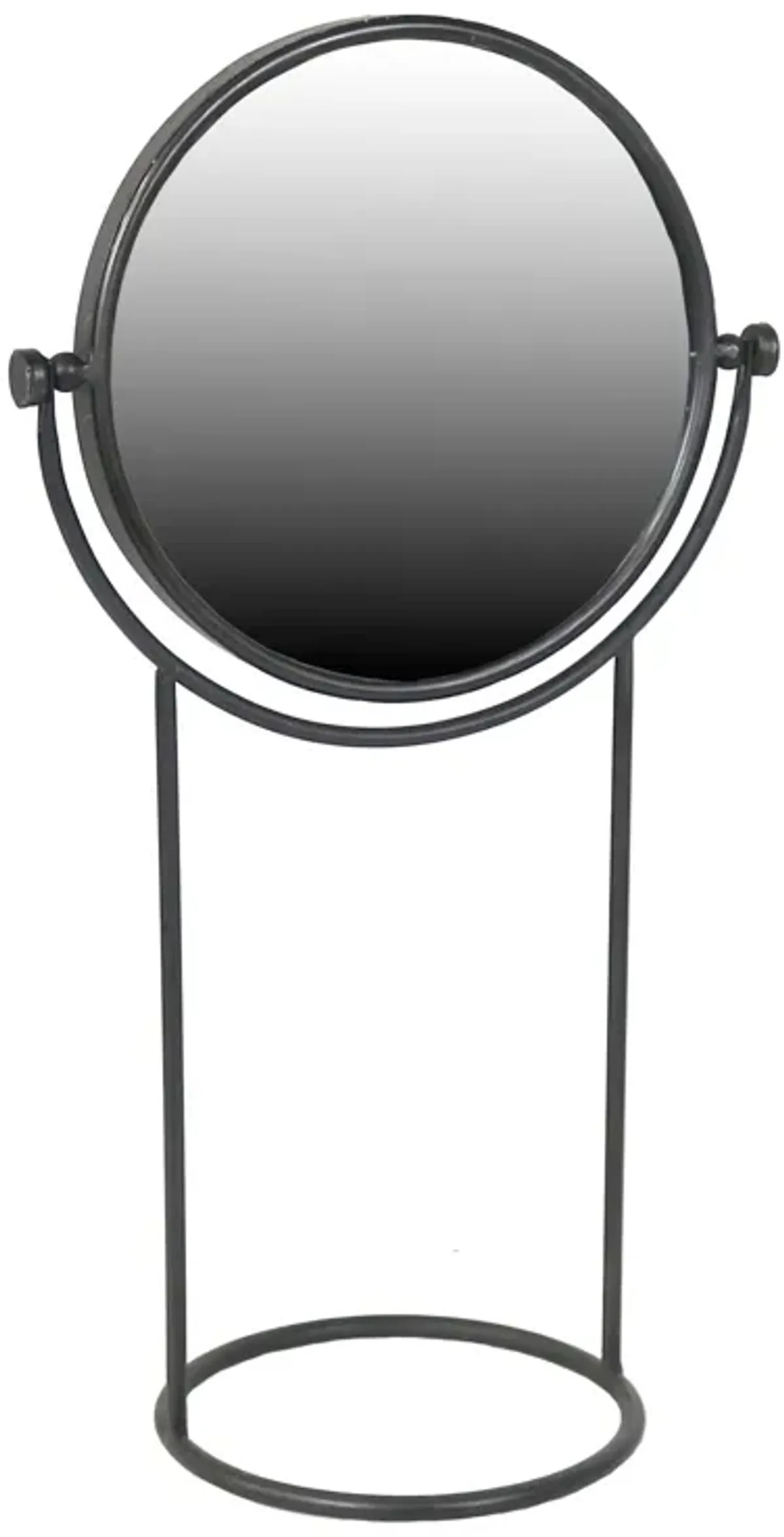 22" Round Framed Makeup Shaving Tabletop Mirror - Black