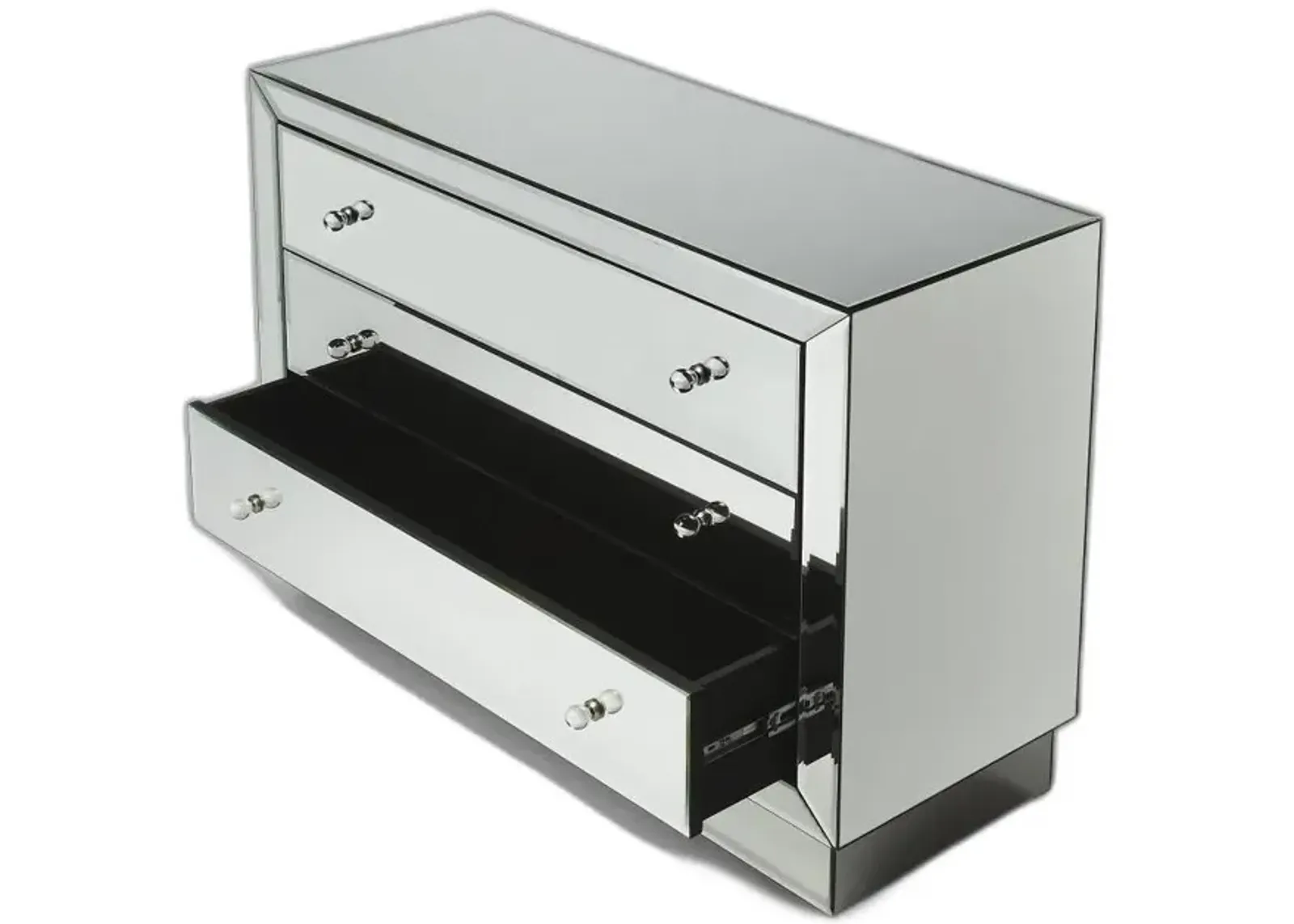 Glass Three Drawer Dresser - Clear