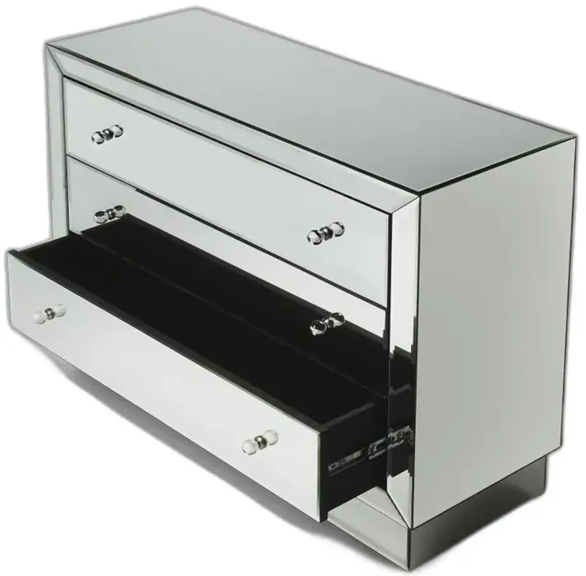 Glass Three Drawer Dresser - Clear